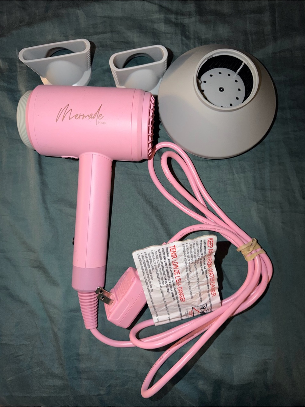 Pink Mermade Hair Dryer with Diffuser Attachments